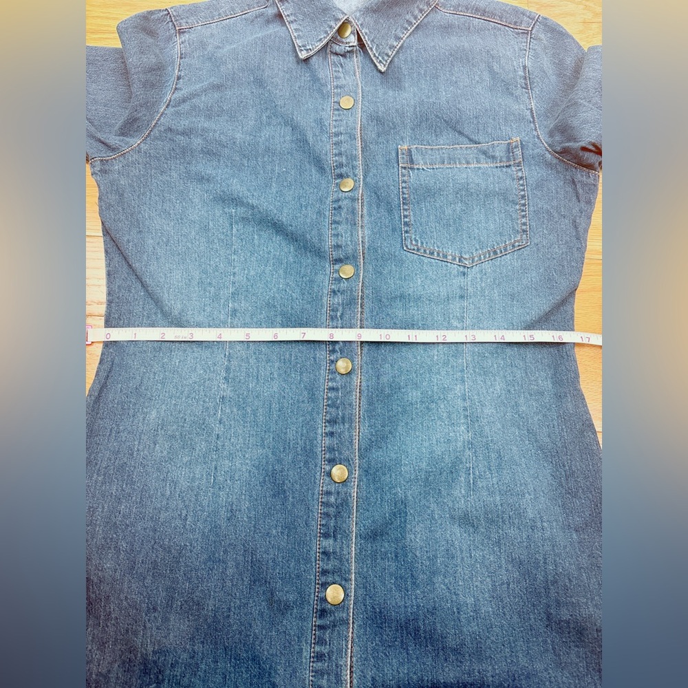 Moda International Long Denim Shirts Dress Size Medium - Picture 12 of 13